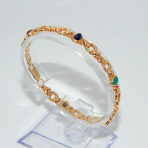 14k oro XO Link bracciale Cabochon onice corniola giada rodiato oro rosa pietre con diamanti perle eleganti Brac - Product Image 3