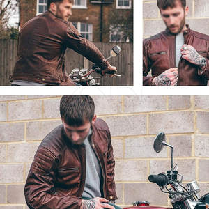 Veste de moto zippée personnalisée pour hommes Streetwear en cuir PU coupe-vent à la mode pour la conduite de moto en hiver - Product Image 3