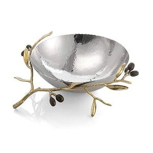 Bol de service en acier avec couverts de service en aluminium à fleurs noires bols à fruits ronds et bols à vaisselle brillants - Product Image 5