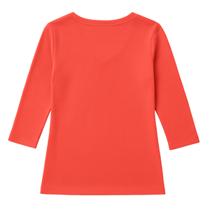 Camiseta Roja de Manga 3/4 con Cuello en V para Mujer, 100% Algodón Orgánico de Lujo, Preencogido, Certificado GOTS, Premium, Suave, Transpirable, Clásica - Product Image 2