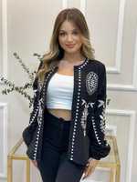 Veste courte vintage en coton pour femme, ornée de broderies uniques, noire, faite à la main en Inde, respirante, écologique, style bohème pour l'hiver