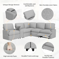 Canapé d'angle inclinable électrique Home cinéma canapé inclinable canapés sectionnels avec boîte de rangement