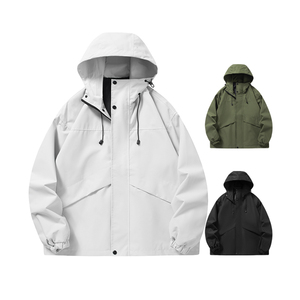 Wholesale Men's <b>Spandex</b> Polyester Softshell Zip Jacket Winter Warm Outdoor Hiking Waterproof Jacket Stand Collar Windproof Print - Product Image 5