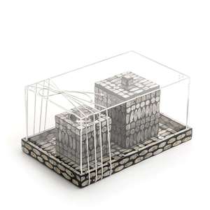 Brûleur de Bakhoor en incrustation de nacre décent avec boîte en acrylique pour porte-encens à la maison disponible au prix de gros commandez maintenant - Product Image 4