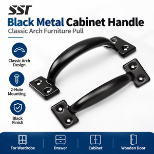 Black Metal Cabinet Handles <b>Arch</b> Pulls for Wardrobe Drawer Cupboard and <b>Wooden</b> Furniture - Product Image 1
