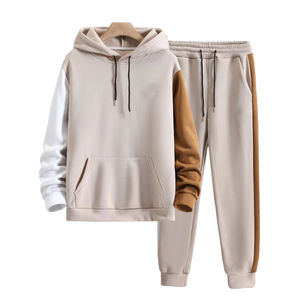 Survêtements de course pour hommes en coton décontracté d'hiver avec logo personnalisé de style nouveau, ensembles de jogging streetwear, sweat-shirt et pantalon de jogging - Product Image 1