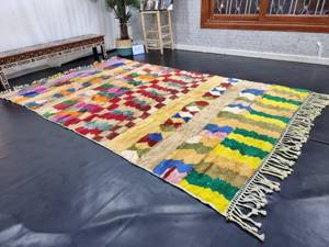 Tapis Marocain Fait à la Main 6x10 Berbère Tribal Hiver Laine Patchwork Coloré Laine Zone Surteint Tapis Superbe Mrirt Tapis - Product Image 2