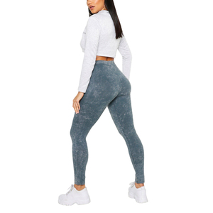 Venta al por mayor de diseño personalizado sublimación mujeres ácido lavado Leggings Venta caliente señoras Fitness desgaste mujeres personalizado ácido lavado Leggings - Product Image 2