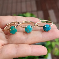 Bague ajustable en argent sterling 925 plaqué or avec pierre précieuse naturelle sertie à griffes, forme libre, luxe pour femme