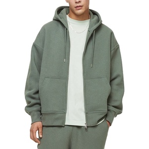 เสื้อฮู้ดดี้ซิปเต็มตัวสำหรับผู้ชาย ผ้าฝ้ายฟลีซหนา 500 GSM แจ็คเก็ตลำลองสำหรับฤดูหนาว ผลิตตามสั่ง OEM - Product Image 1