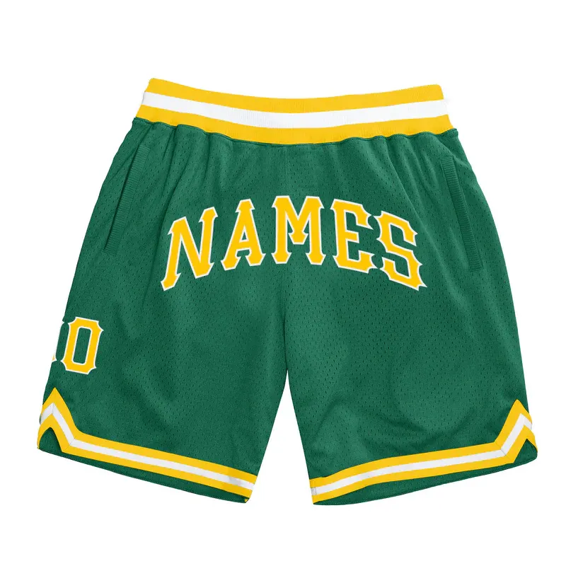 Pantalones cortos deportivos de playa en blanco de verano personalizados para hombre, pantalones cortos de baloncesto de verano para hombre verde oscuro personalizados