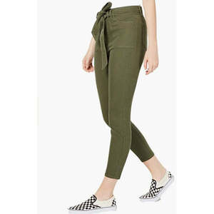 กางเกงยีนส์ทรงขาบานสีเขียวสำหรับผู้หญิง ยี่ห้อ Vanilla Star รุ่น Breathable Denim พร้อมเข็มขัด ไซส์ 13 ทรงหลวมแบบ Pencil Pants มีโลโก้ที่เอว - Product Image 3