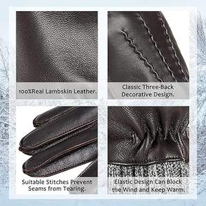 Guantes Unisex de Piel de Oveja Hechos a Medida para Invierno, Compatibles con Pantalla Táctil, Transpirables, Ajustables, con Detección de Agujas - Product Image 3