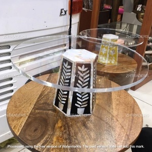 Centro de Mesa Decorativo para Fiestas, Eventos y Decoración de Cocina, Soporte Redondo de Acrílico de Lujo para Pasteles con Detalles de Nácar - Product Image 3