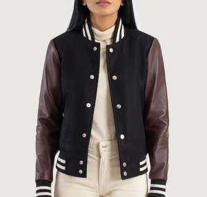 Manteau épais d'extérieur pour femmes personnalisé Veste universitaire à broderie à la mode Letterman - Product Image 1