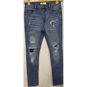 กางเกงยีนส์ทรงตรงผู้ชายสไตล์วินเทจลำลอง ผ้าเดนิม 11 ออนซ์ 5 กระเป๋า ลุคทำเก่า ผ้าฝ้ายผสมสแปนเด็กซ์ ปักลายที่กระเป๋าหลัง - Product Image 1