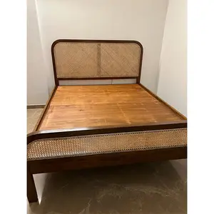 Grosir tempat tidur kayu Teakwood kualitas tinggi dalam pekerjaan king size/tenun tangan rata