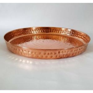 Plateau de service de forme ronde en laiton en métal de qualité antique fait main pur forme et taille personnalisées utilisées pour la fête de mariage à la maison - Product Image 3