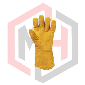 Gants de soudage en cuir fendu résistants à la chaleur, antistatiques, résistants aux déchirures, 7 oz, 16 pouces, poignet en tricot, sans silicone, sans poudre - Product Image 2