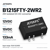 Convertisseur DC-DC isolé JETEKPS B1215FTY-2WR2 2W 4.5V 15V 133mA Module d'alimentation SMD non régulé RoHS Isolation 3000VDC 84%
