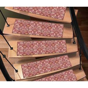 Alfombra Roja Estampada: Diseño Floral Boho Moderno, Kilim, Goblen - Product Image 4