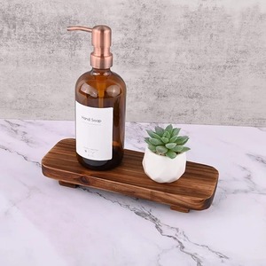 Présentoir de plateau de support de piédestal en bois brun rustique 10.6x4x1.5 pouces pour les mariages de cuisine à domicile Ramadan Diwali plateaux décoratifs - Product Image 1