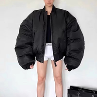 Streetwear personnalisé blouson aviateur pour hommes tissu nylon tissu noir satin de nylon veste surdimensionnée épaisse recadrée doudoune aviateur