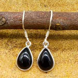ทำด้วยมือสีดำ ONYX ต่างหูในเงินสเตอร์ลิงแท้เครื่องประดับโอนิกซ์สำหรับงานปาร์ตี้เครื่องประดับที่ดีของขวัญสำหรับโอกาส - Product Image 1