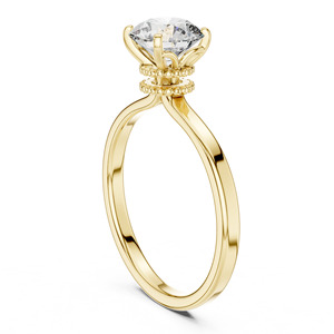 Diamant rare 1 carat Lab Grown Round Cut Diamond Bague de fiançailles en or jaune/blanc/rose 14K Style tendance - Product Image 5