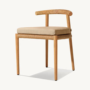 Chaise de salle à manger moderne de haute qualité Cadre en bois de teck massif avec siège en rotin synthétique tissé et coussin inclus - Product Image 6