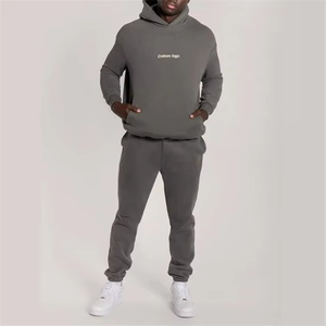 Chándal deportivo grueso de algodón ligero para hombre, conjunto de Sudadera con capucha y pantalones personalizables, respetuoso con el medio ambiente - Product Image 1