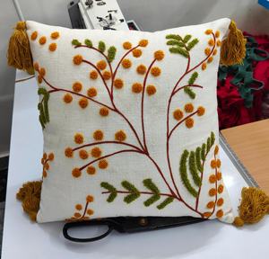 India-Made Luxury Cotton Cartoon Customizable Pillowcases Handmade Embroidery Modern <b>Tufted</b> <b>Cushions</b> Cover Home Decor Square - Product Image 5