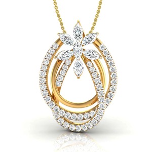 Elegante colgante de tapicería con diamante marquesa de 0.88 ct E-F VVS-VS, diamante cultivado en laboratorio en oro macizo de 14 quilates, para regalo de aniversario nupcial. - Product Image 3