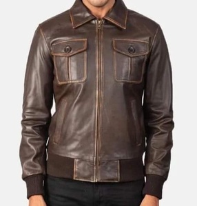 Chaqueta de cuero de motorista para hombre de invierno y otoño, chaqueta de vuelo, OEM, venta al por mayor, nueva moda 2024, personalizada, clásica, ajustada - Product Image 5