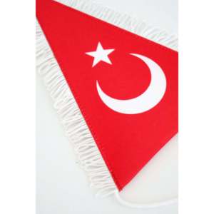 Premium Double-Sided Satin Crystal Flag <b>Banner</b> with Triangular Cut and Gold Fringes for Promotions - Product Image 5