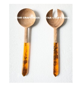 Handmade Flatware <b>Salad</b> <b>Server</b> in Wholesale Price Wooden <b>Salad</b> <b>Server</b> With Enamel Coated Handle Spoon for Serving <b>Salads</b> - Product Image 2