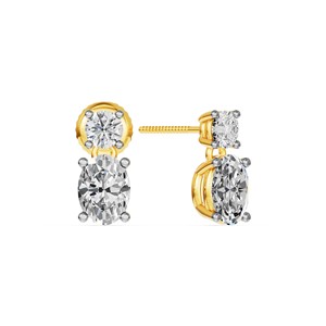 Pendientes de Oro Blanco de 9K con Diamantes Blancos Cultivados en Laboratorio, Corte Ovalado, Claridad VS1, Certificados por IGI, Diseño Hip Hop, para Mujer, Estilo Indio - Product Image 1