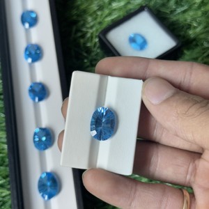 Forme ovale coupe concave topaz8.50 carat suisse bleu pierre précieuse en vrac pour la fabrication de bijoux pendentif bague - Product Image 2