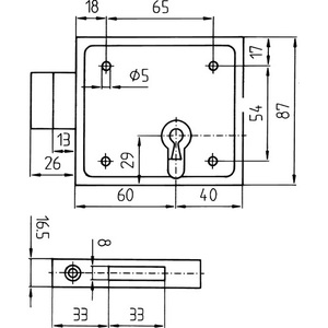 Bever 150 DIN <b>Garden</b> Hand <b>Tools</b> Left/Right <b>Box</b> Bolt Lock with Flat Strike Plate 60 mm Backset - Product Image 3