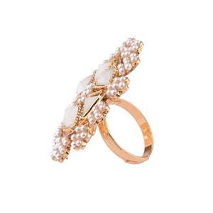 Anillo de fabricante indio, joyería india, venta al por mayor, cuentas de perlas de imitación redondas antiguas, anillo de dedo ajustable de cristal Kundan para mujer - Product Image 4