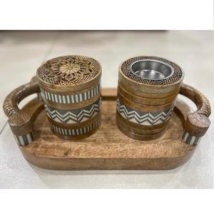 Luxe Arabe Chinois Style En Bois Résine Bakhoor Brûleur Set Boîte avec Plateau Medkhan Porte-Encens Bois De Santal Parfum pour Ramadan - Product Image 1