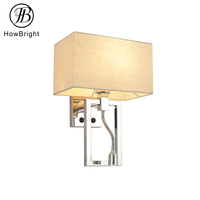 Applique murale moderne en chrome avec abat-jour en tissu, lampe de lecture à col de cygne réglable, lumière LED chaude 3200K, culot E27 pour la décoration de la chambre