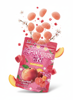 Groothandel 40g Roze Fruitige Dubbeltextuur Perzik Gummy Candy OEM Bulk Jelly Pudding Zakje Yum'z Bites Zuid-Korea Klaar om te eten 12 maanden houdbaar