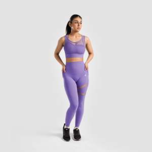 Sujetador deportivo Empower ligero, transpirable, acolchado, para gimnasio, tallas XS-XL, estilo sexy, logo frontal, disponible en licra, estampado morado, liso. - Product Image 4