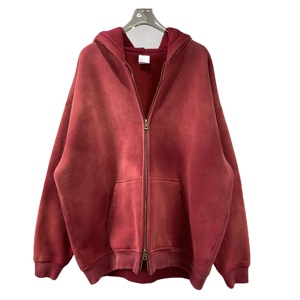 Sudaderas con cremallera personalizadas para hombre, sudaderas con capucha al por mayor de gran tamaño, vintage, desgastado, lavado ácido, sudaderas con cremallera, 100% algodón, forro polar, precio barato - Product Image 3