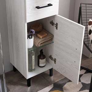 Meuble de salle de bain en chêne blanc Koricini de conception italienne, armoire à colonnes à 2 portes avec tiroir Media Bagno - Product Image 5