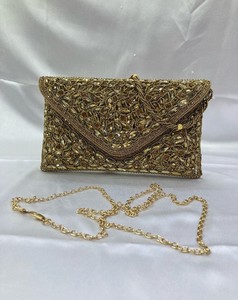 Designer Artisanal Élégant Ethnique Satin Sac De Soirée Pour Les Femmes De Mariage Pochette En Satin Avec Motif De Pierre Style De Mode - Product Image 3