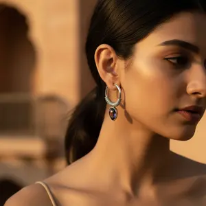 Pendientes de Aro de Oro Rosa de 14K con Piedra de Amatista, Plata 925, Estilo Huggie para Mujer, Joyería Religiosa Moderna y Bonita, Regalo - Product Image 3