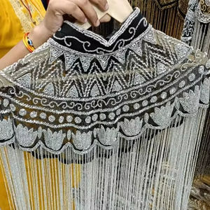 เสื้อคลุมแนวเบอร์เลสก์คอแบบติดเลื่อมปักลายสวยงามทรงตรงเงางามประดับด้วยลูกปัดมุกสำหรับงานเทศกาล - Product Image 3