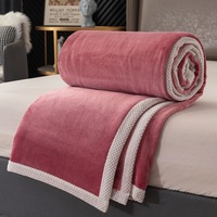 Manta Decorativa de Franela Bordada para Cama, Sofá, Oficina, para Todas las Estaciones, Personalizada, de Color Puro